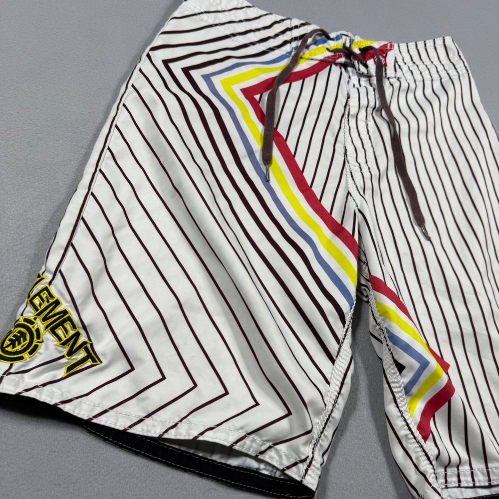 Element Board Shorts Mens 29 White Pinstripe Multi Color Graphic Skate Trunks